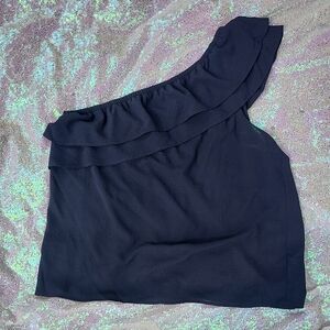 One-Shoulder Black Top with Ruffles XL! Beautiful!